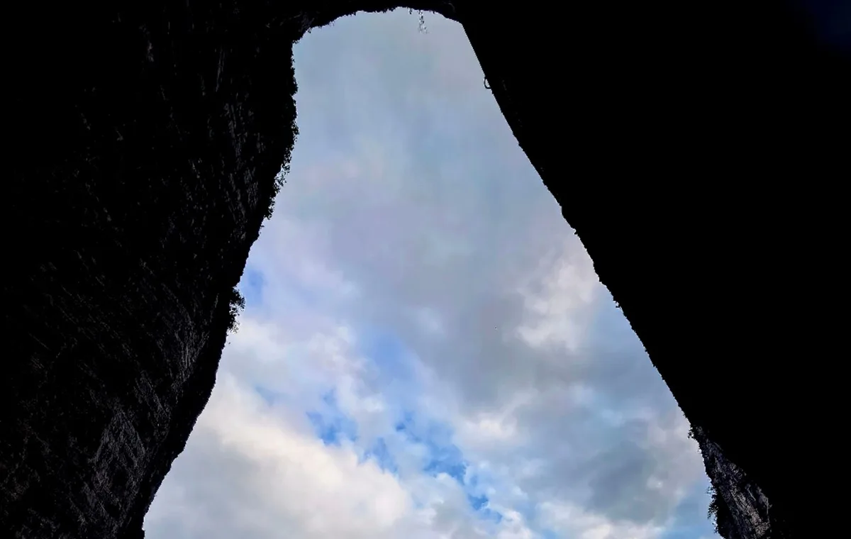 Tianmen Mountain natural cave arch Heaven's Gate view